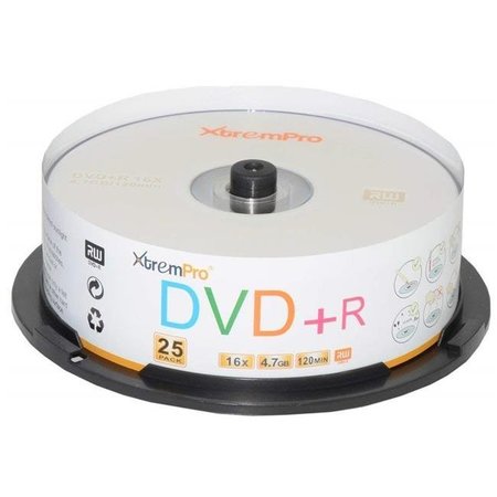 XTREMPRO Xtrempro 11025 DVD-R 16X 4.7GB 120Min Recordable DVD Blank Discs in Spindle - Pack of 25 11025